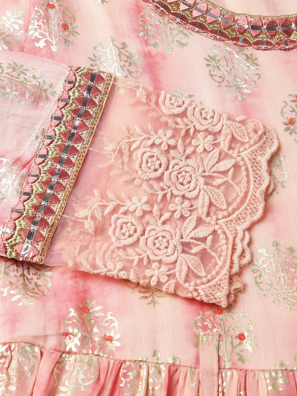 Peach Cotton Paisley Printed Fit & Flare Dress - Yukti