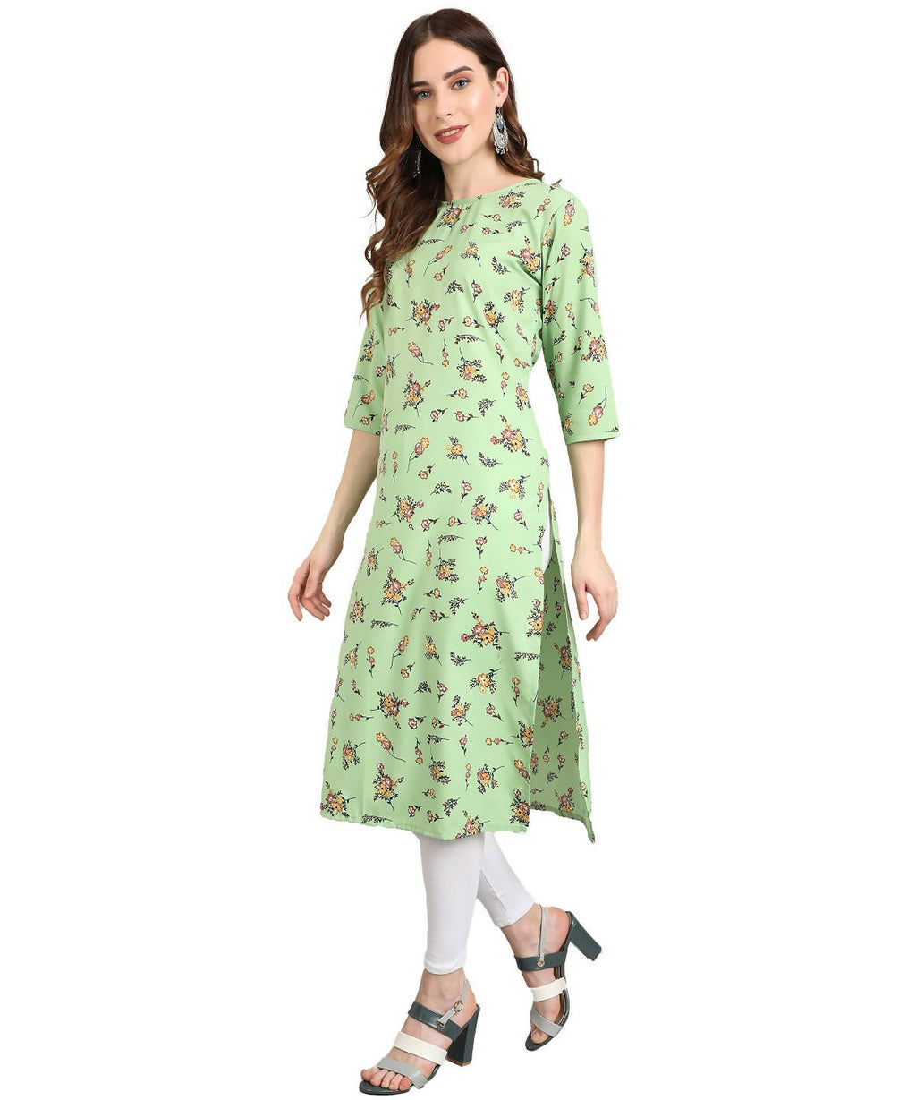 Vamika Pista French Crepe Printed Party Wear/Casual Wear Kurti