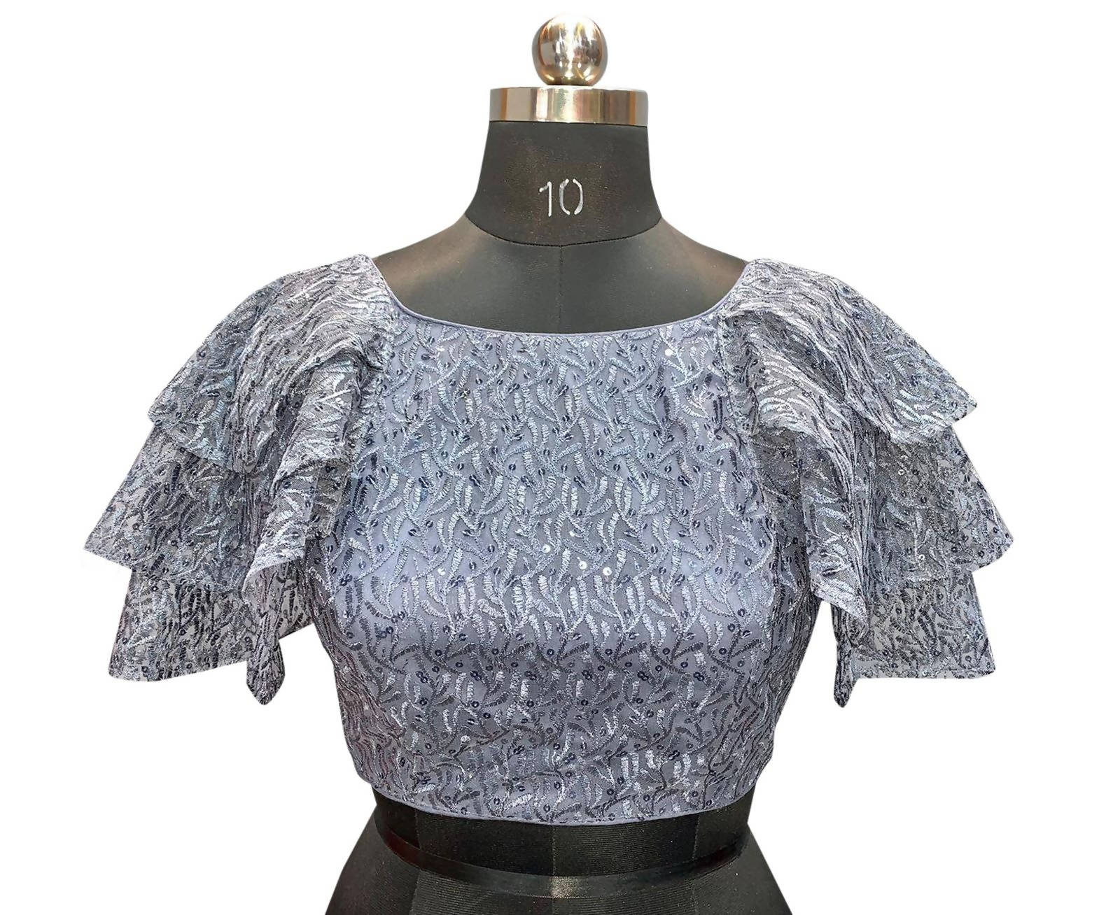 Vamika Grey Net Shifly Work Blouse