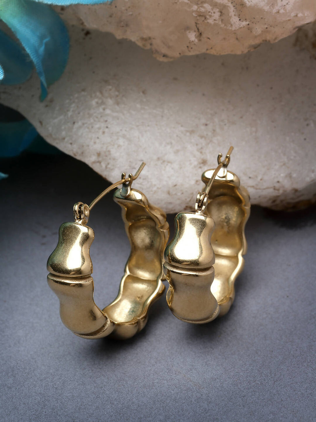 NVR Women Gold Circular Hoop Earrings