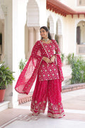 Joban Fashion Pink Readymade Kurta Set With Sequence embroidery Work