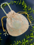 Joban Fashion Pearl Hand Work Potli Bag - Peach