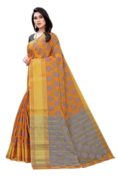 Vamika Mustard Jari Work Cotton Silk Saree (RIDHIMA MUSTARD)