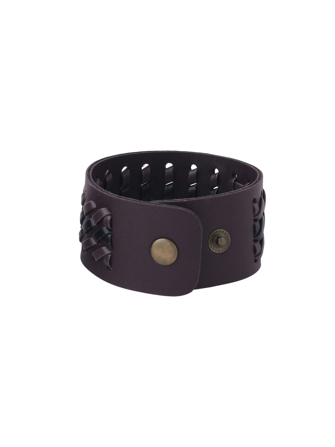 NVR Men's Set of 2 Brown Leather Bracelet