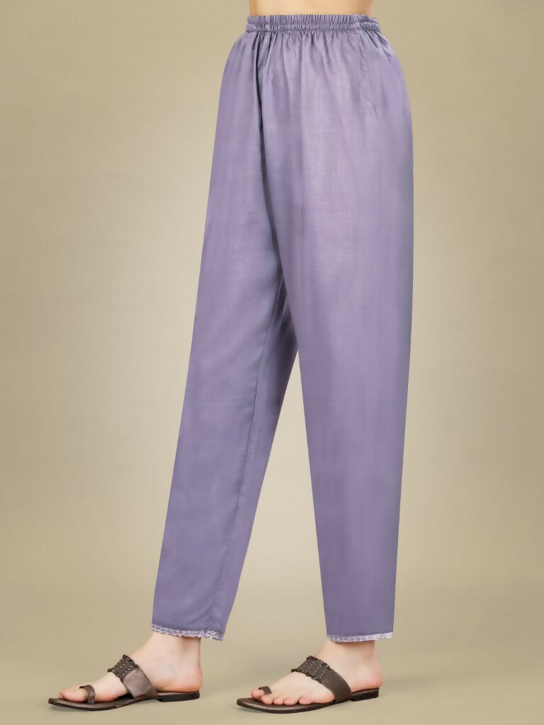 Jyoti Fashion Women's Lavender Silk Blend Embroidery & Sequence work Kurta with Trouser & Dupatta