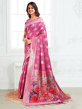 Shree Shyam Fashion Linen Cotton Pink Saree