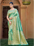 Sangam Prints Green Kanjivaram Silk Woven Work Traditional Saree