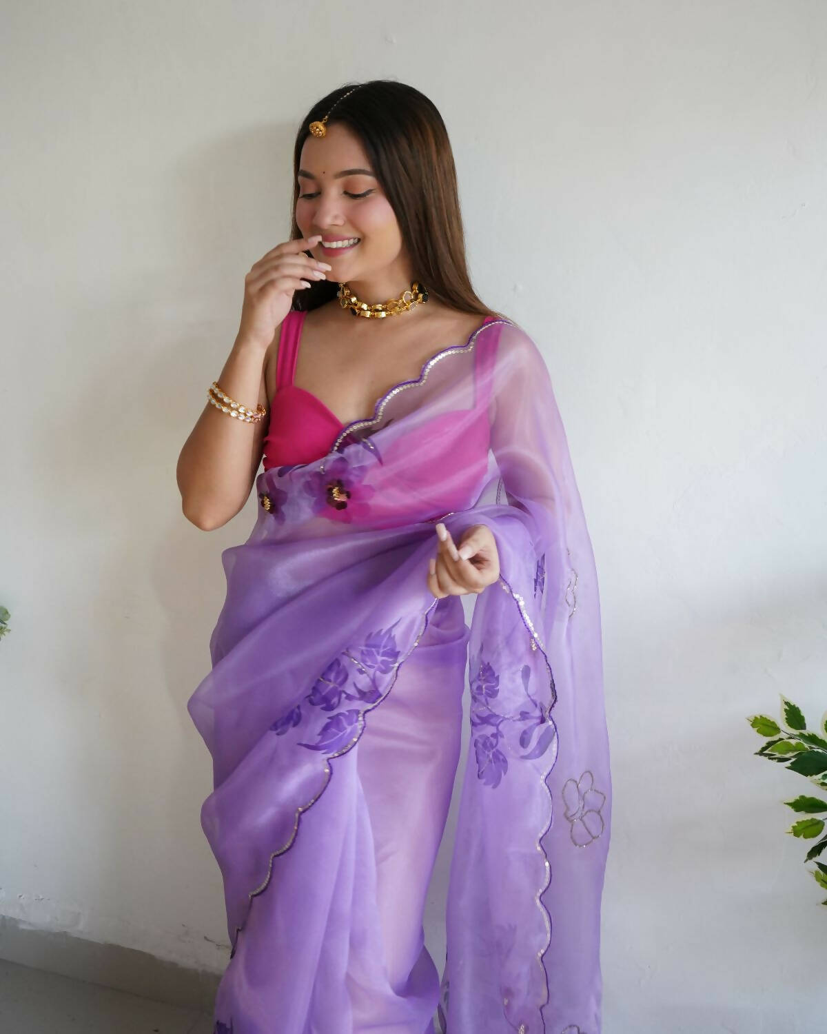 Vamsee Purple Organza Saree
