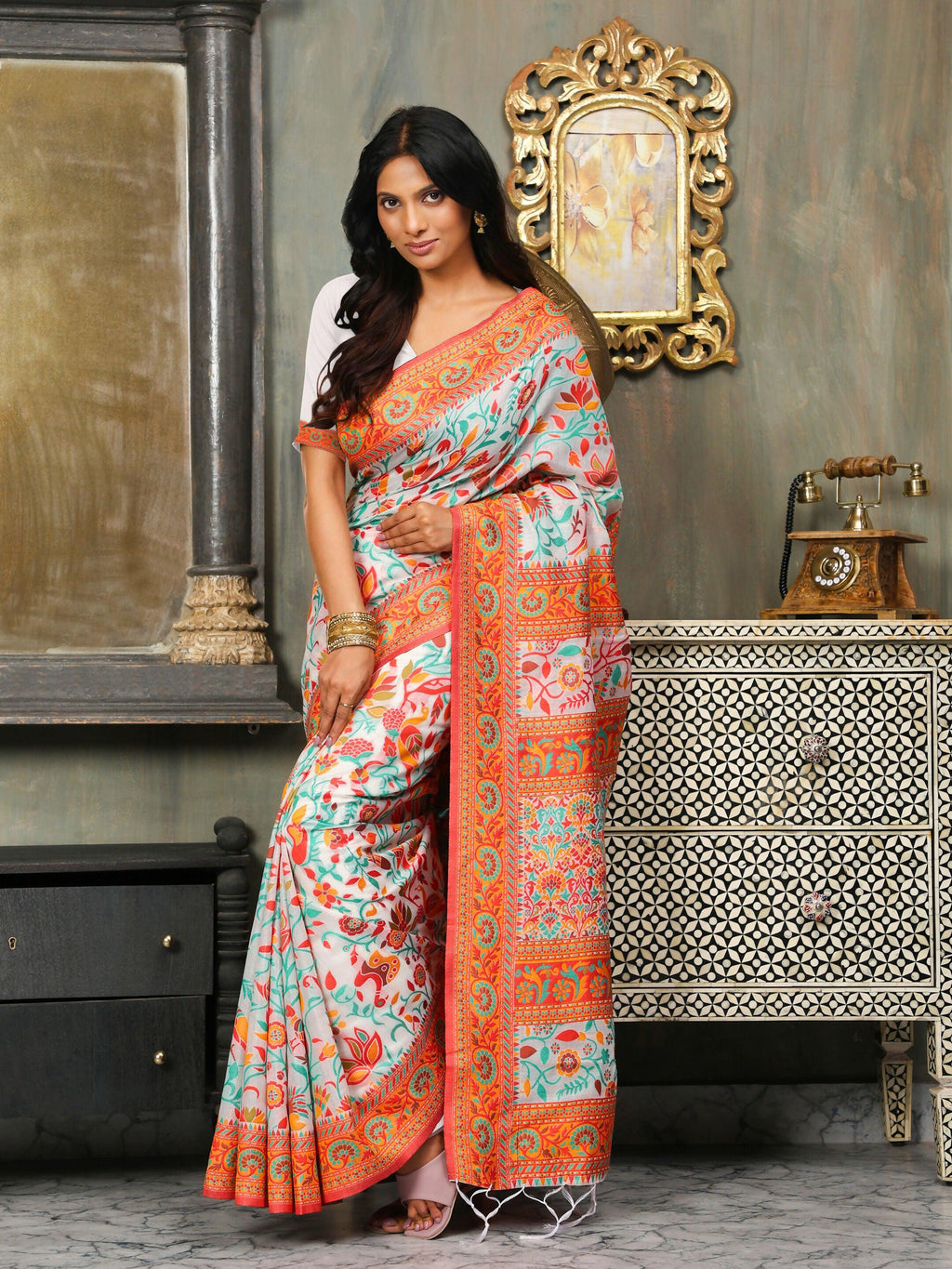 Shree Shyam Fashion Linen Cotton(Woven Work) Multicolour Saree