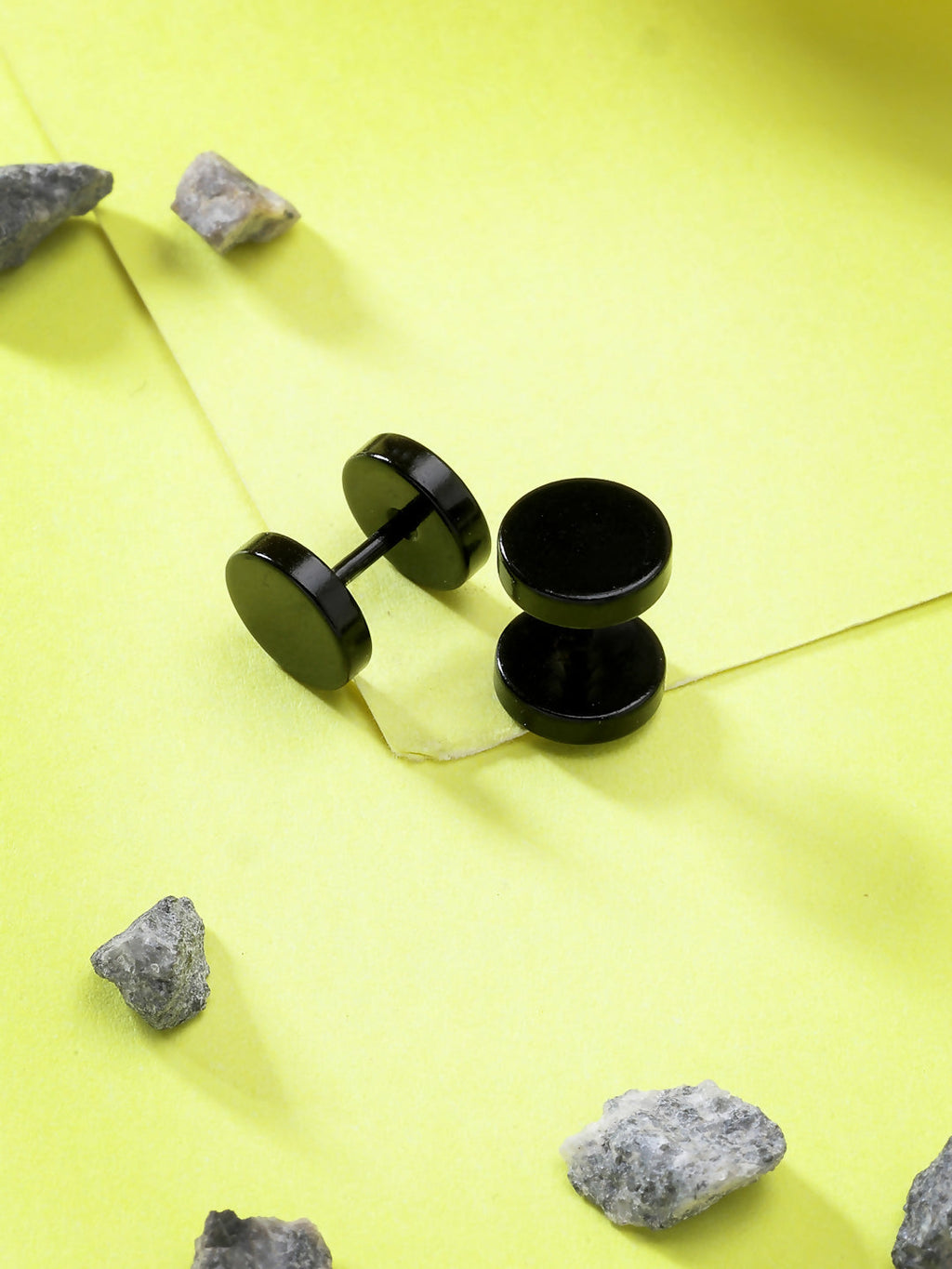 NVR Men's Black Rhodium-Plated Metal Studs Earring