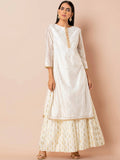 Indya White Embroidered Kurta