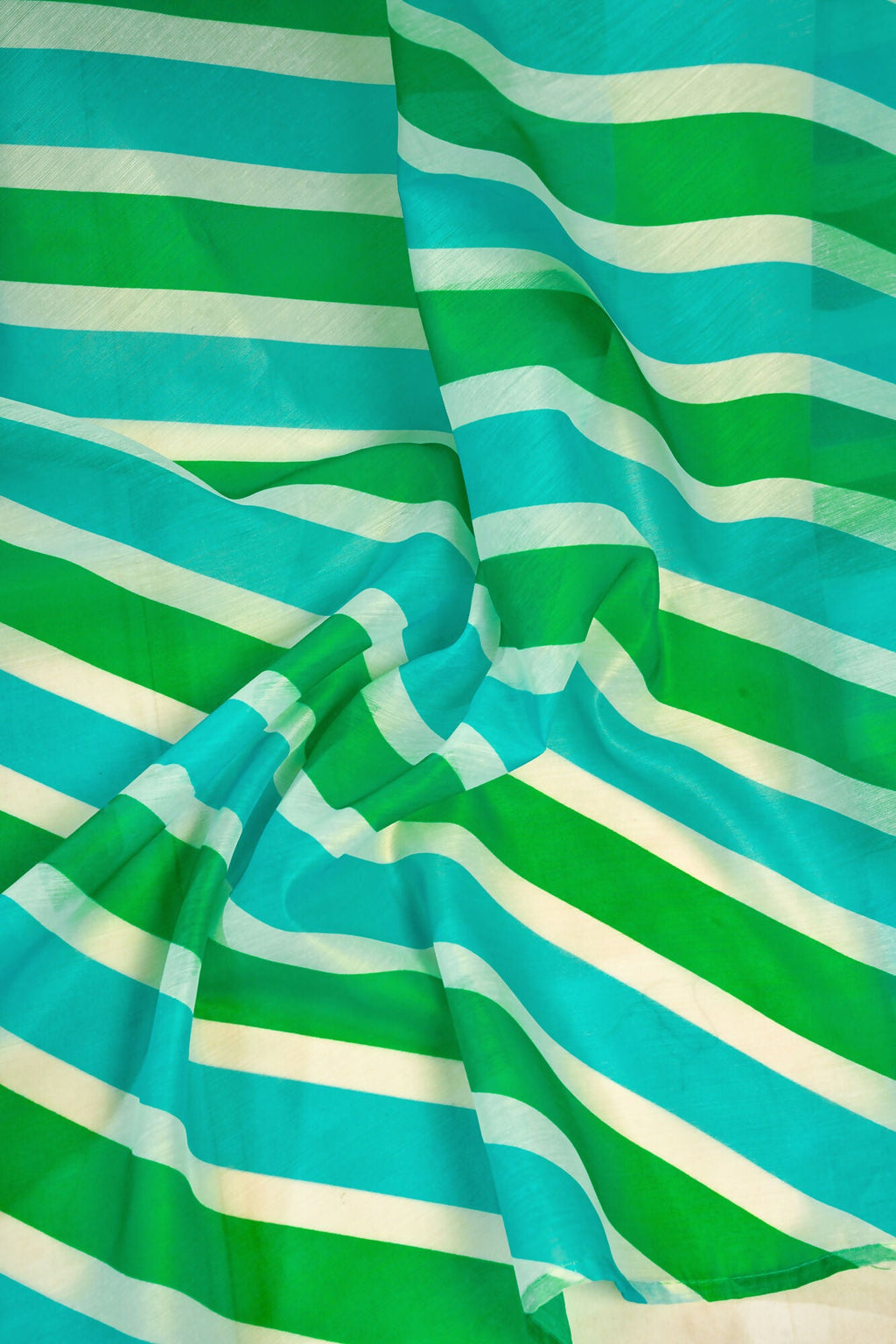 Vastranavya Green Digital Printed Linen Ready To Wear Designer Saree with Unstitched Blouse