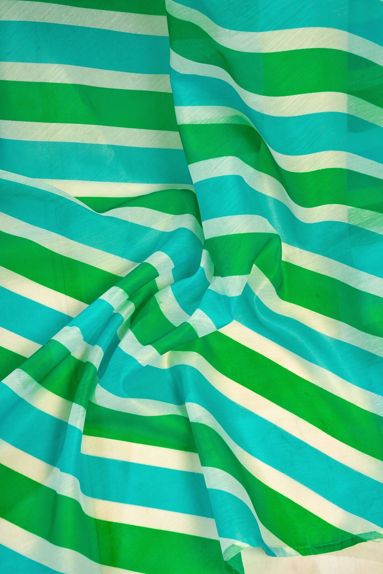 Vastranavya Green Digital Printed Linen Ready To Wear Designer Saree with Unstitched Blouse
