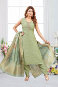 Joban Fashion Jacquard Pista Color Kurta Set