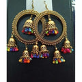 MS Fashion India Traditional Gold-Polished Latkan Ring Earrings With Jhumkas And Pearls For Weddings