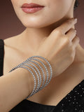 NVR Women's Set of 6 Silver-Toned German Silver Oxidised Bangles