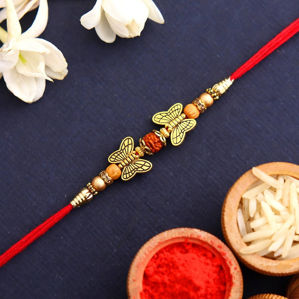Ethnic Butterfly Rudraksha Rakhi & Cadbury Temptations