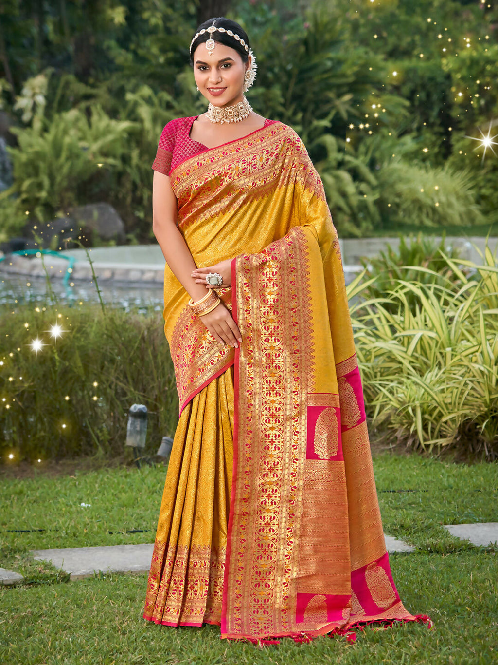 Shree Shyam Fashion Banarasi Silk Yellow Saree