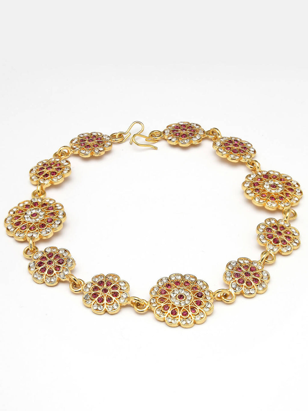 NVR Women's Gold-Polished Traditional Meenakari Stones Trending Matha Patti