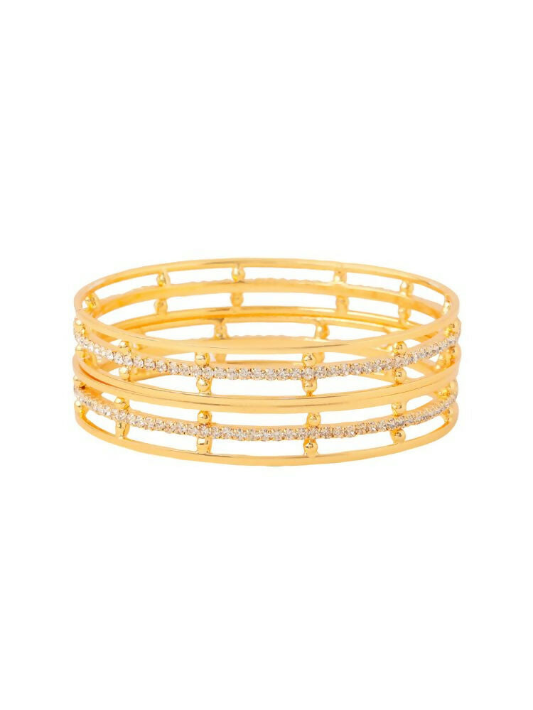 NVR Women Set of 2 Gold-Polished Traditional Bangles