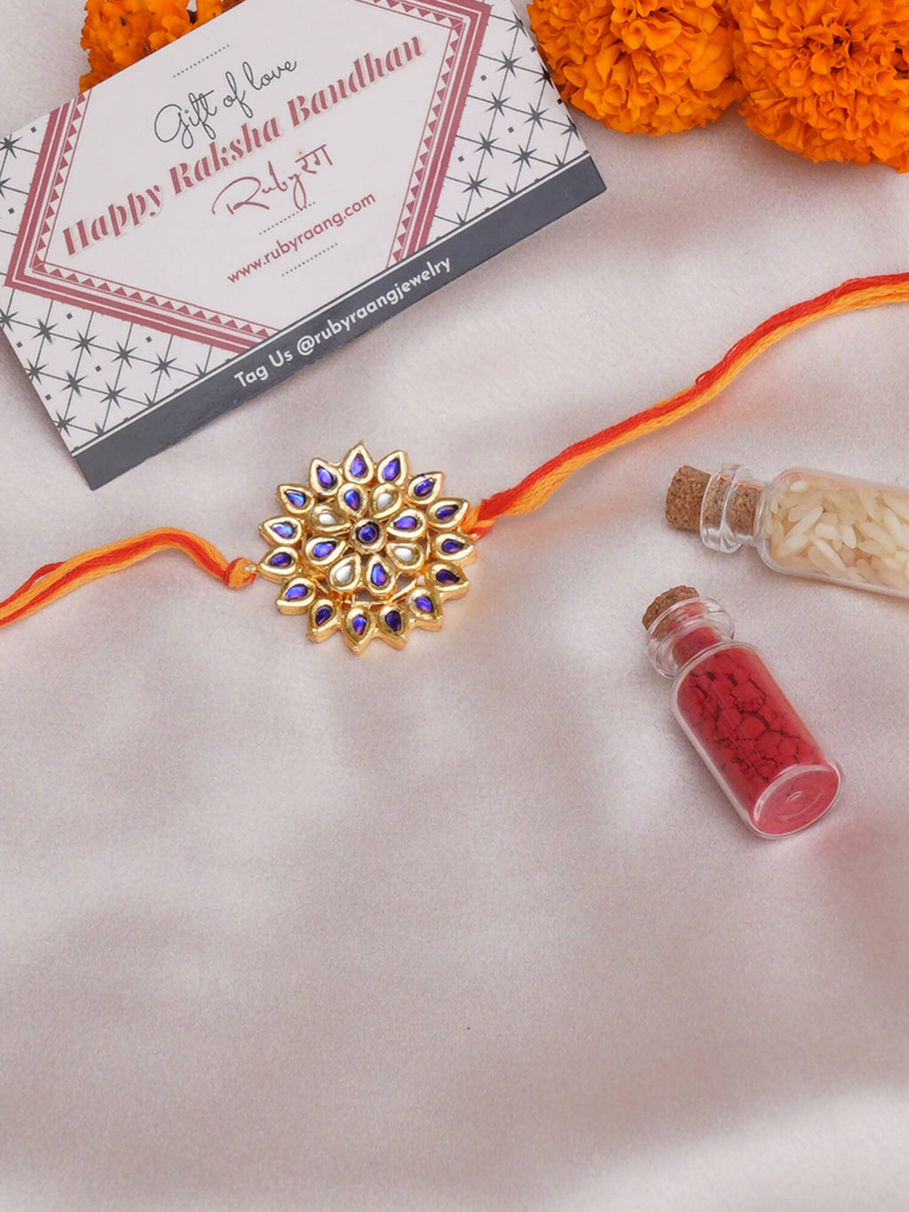Designer kundan Rakhi - Ruby Raang