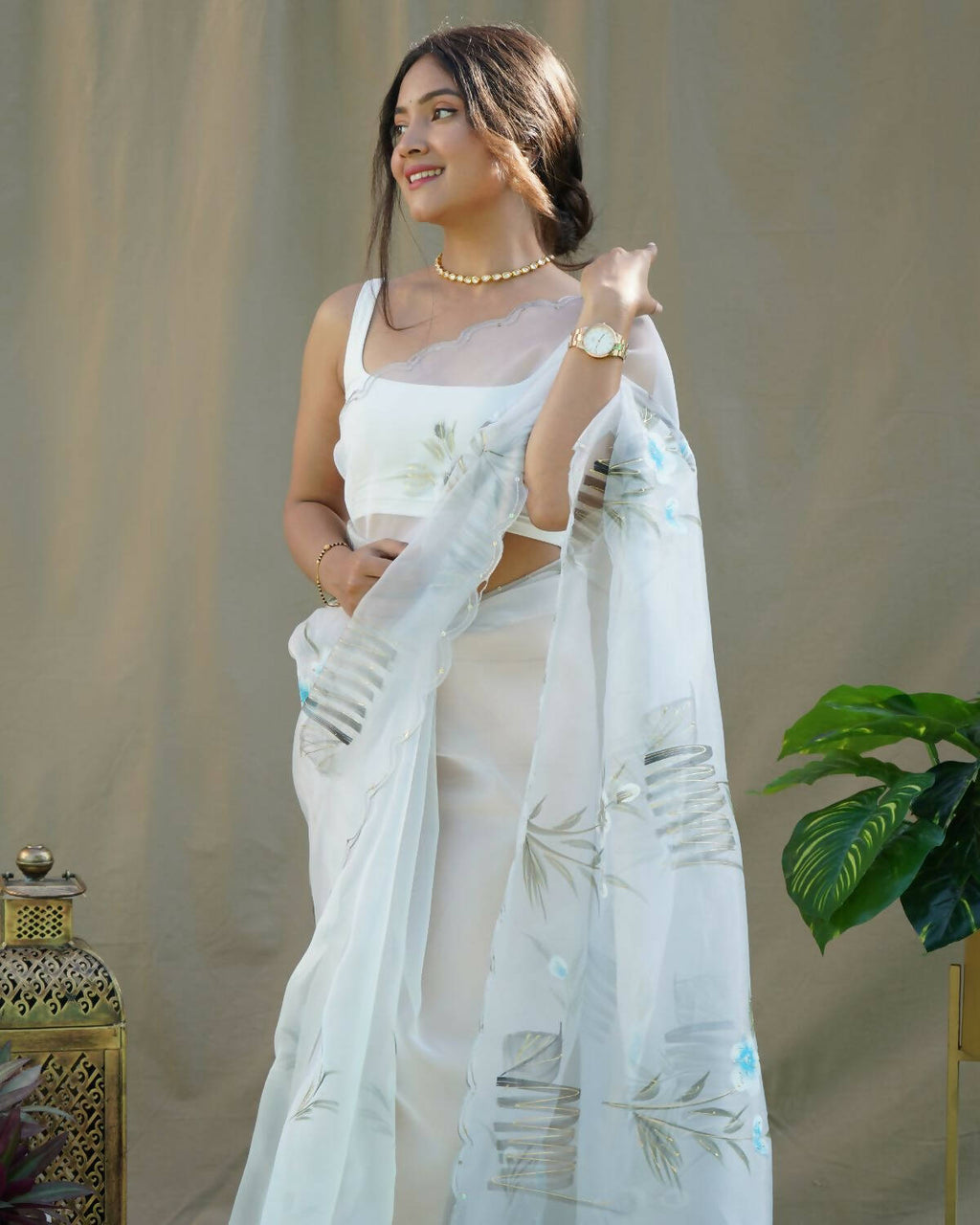 Vamsee Grey Organza Saree