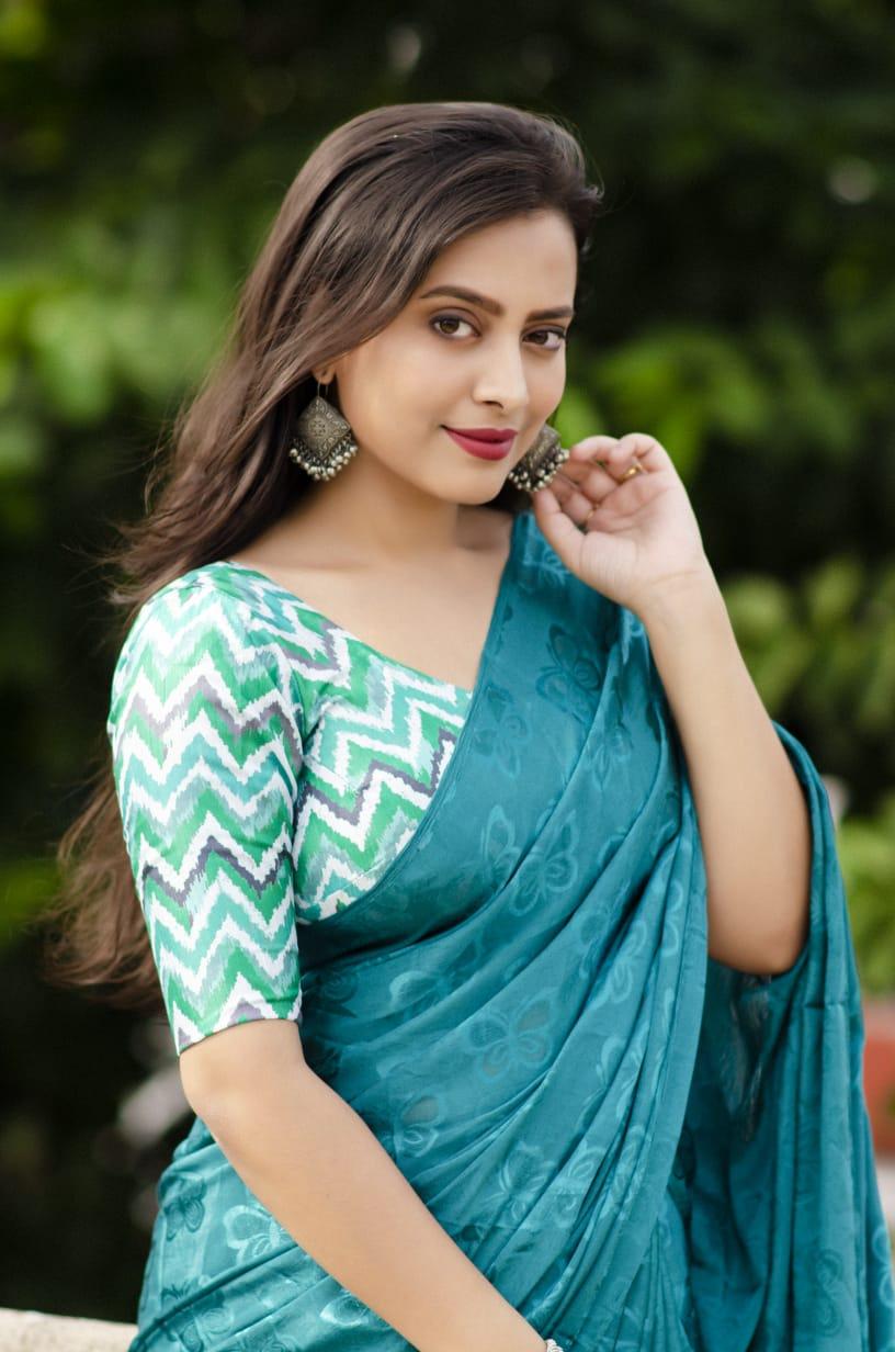 Rama Silk Blend Ethnic Motifs Saree with Unstitched Blouse - Hiral Fashion