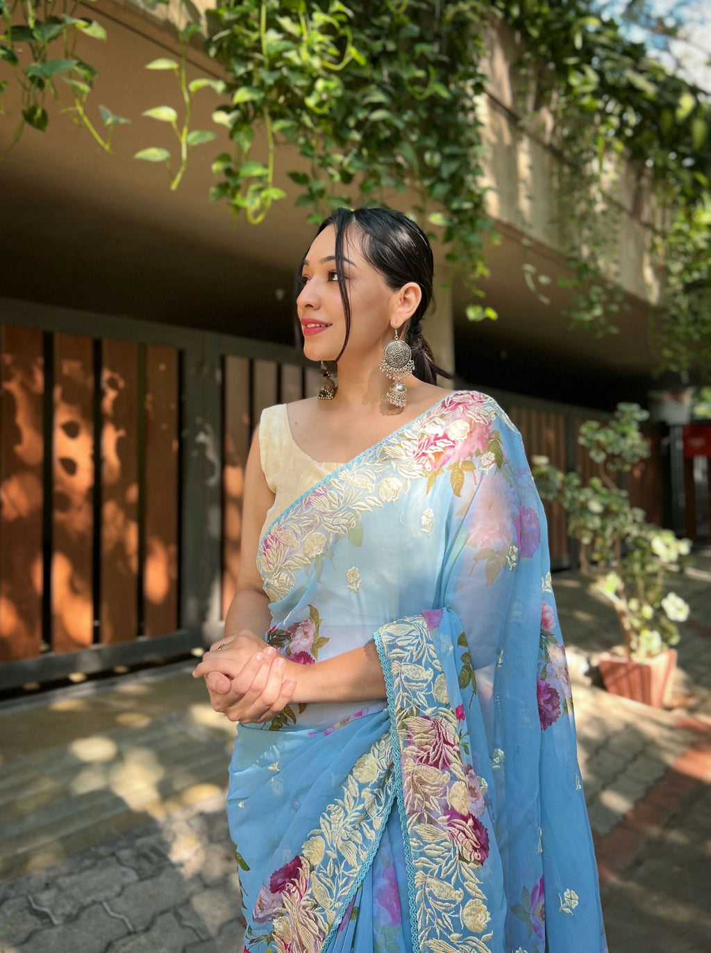 Vamsee Subh Laxmi Sky Georgette Saree