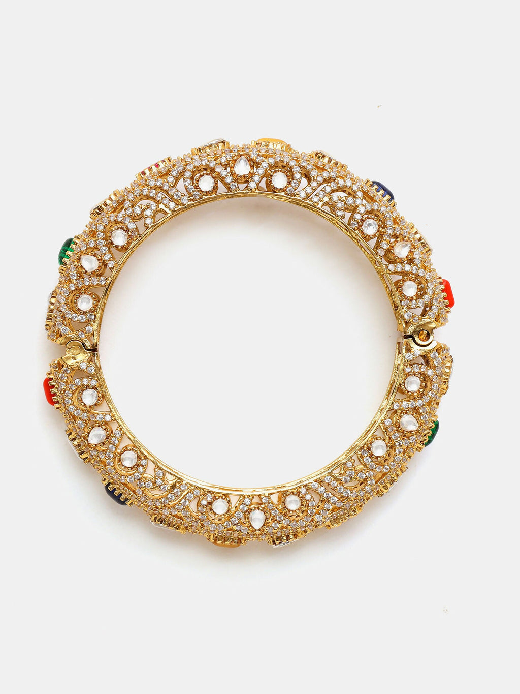 Ruby Raang 22k Gold Polished Multi Kundan Bracelet