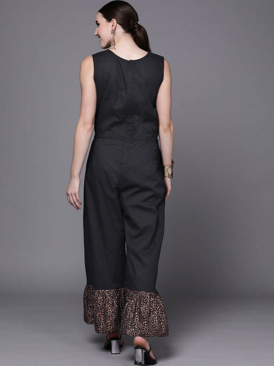 Ahalyaa Women Black Printed Basic Jumpsuit