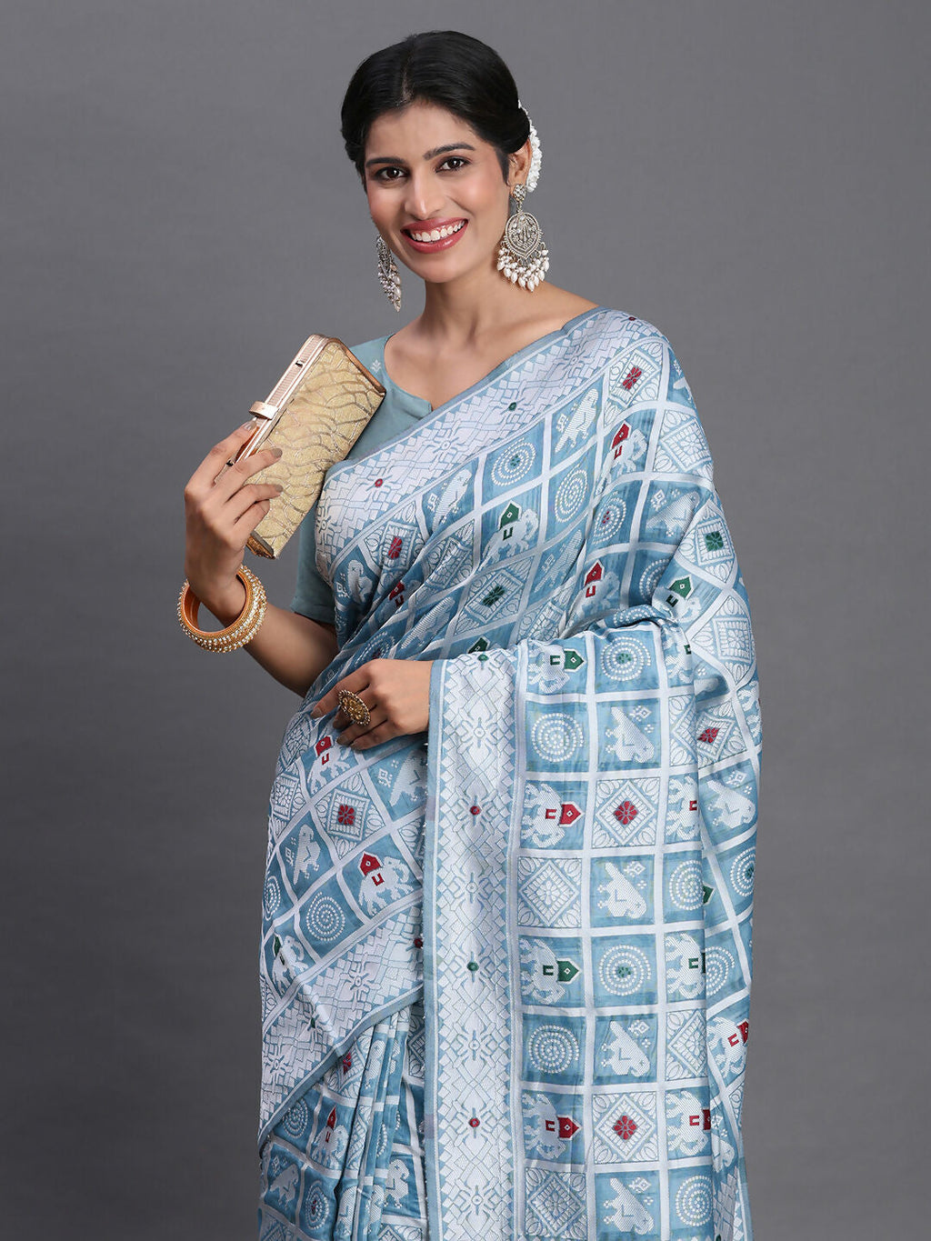 Shree Shyam Fashion Linen Cotton Sky Blue Saree