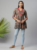 Ahalyaa Women Brown Cotton Digital Printed Tunic