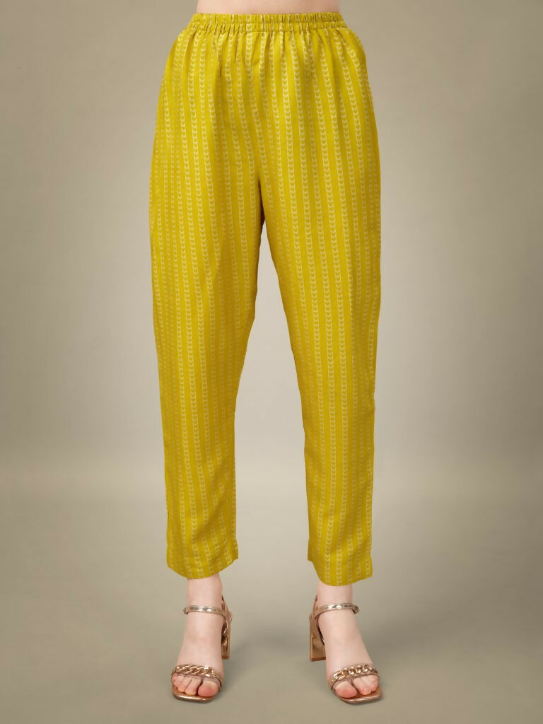 Jyoti Fashion Women's Yellow Rayon Embroidery & Sequence work Kurta with Trouser & Dupatta