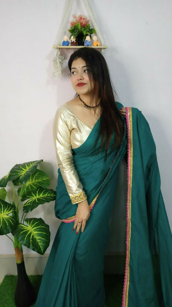 Exclusive Collection Beautiful Khadi Cotton Handloom Saree With Beautiful Zari Border - Green