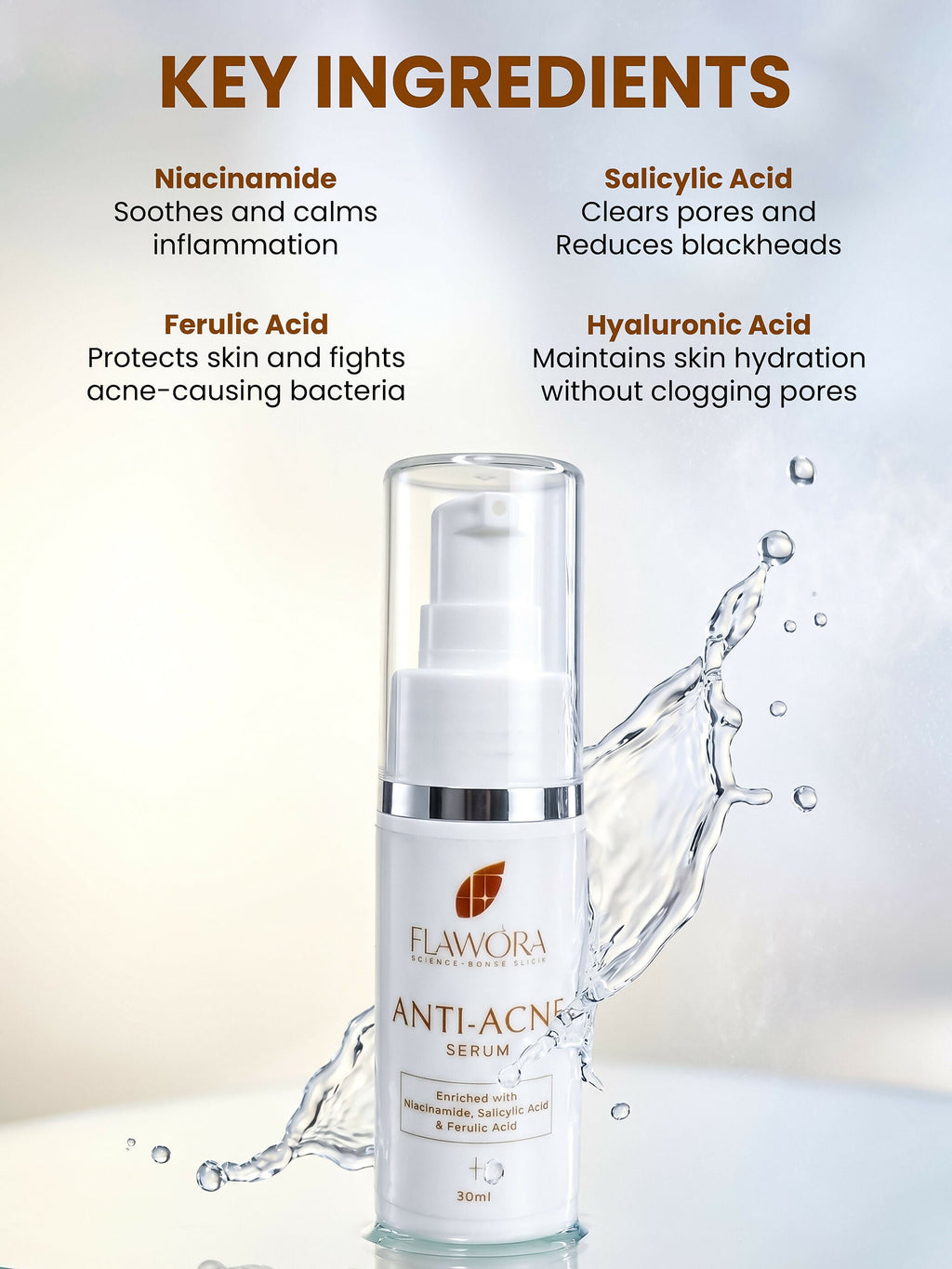Flawora Set of Golden Glow Face Serum and Anti Acne Serum