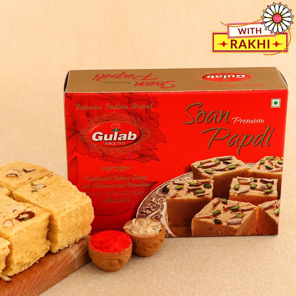 Ethnic Zardosi Rakhi & Soan Papdi