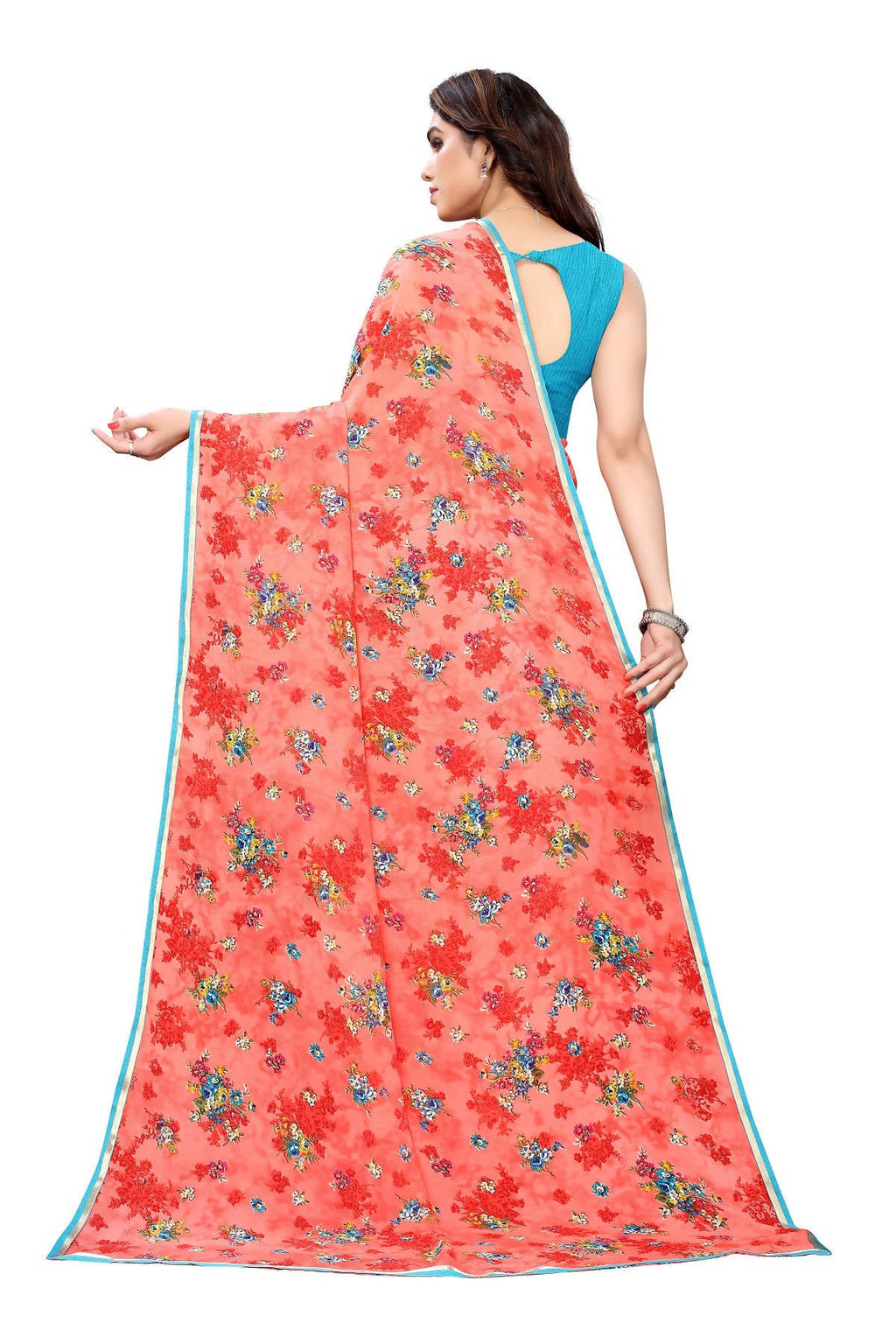 Vamika Beautiful Ethnic Fire Pink Printed With Lace Saree