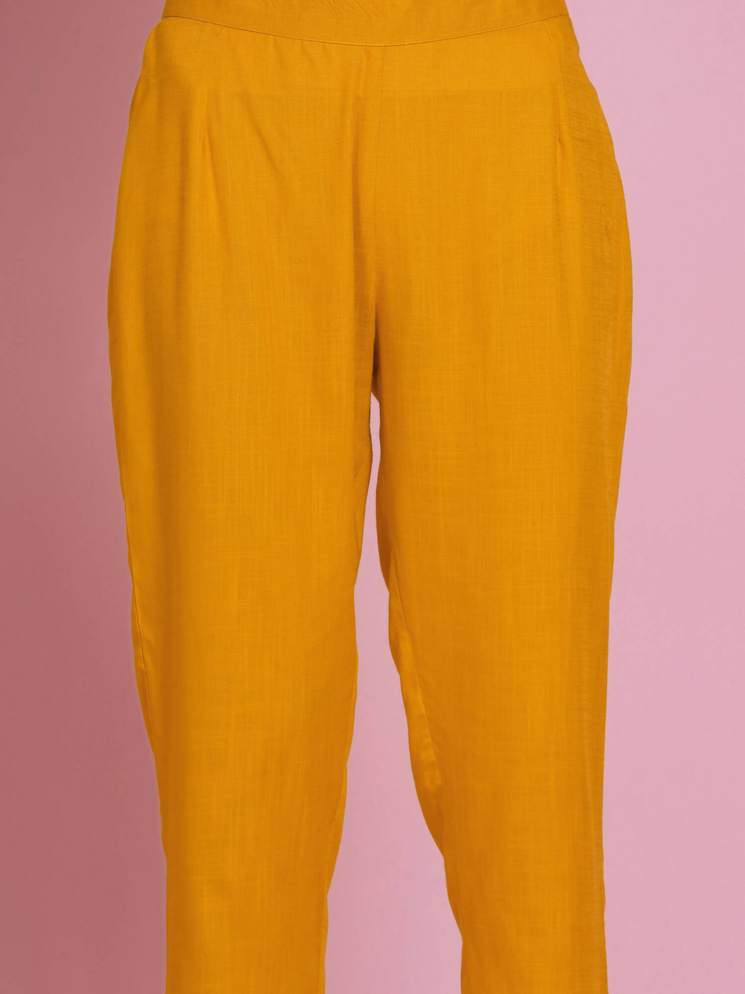Women Republic Yellow Rayon Boxed Kurta With Pants