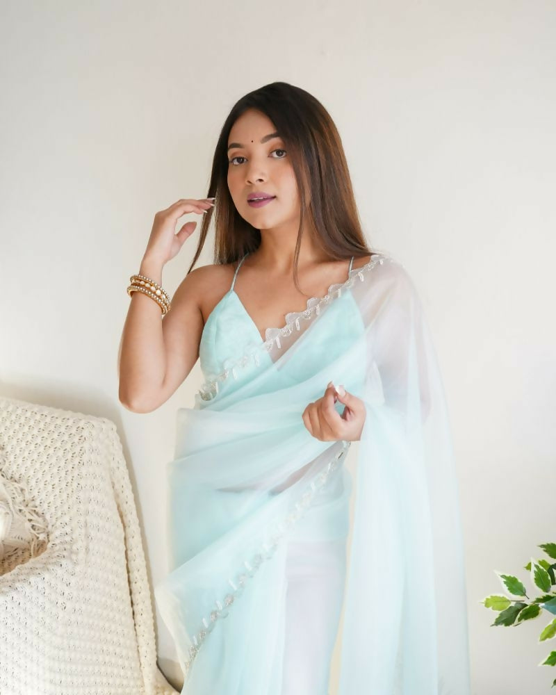 Vamsee Sheetal Sky Organza Saree