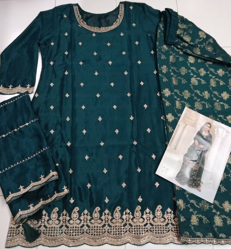 Vastranavya Exquisite Teal Heavy Chinon with Embroidered & Sequins Work Salwar Suits