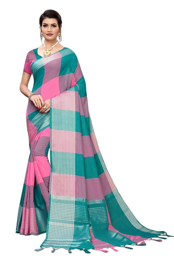 Vamika Rama Cotton Silk Weaving Saree (Gamma Checks Rama)