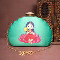 Joban Fashion Baby Durga Printed D-Shape Clutch - Green