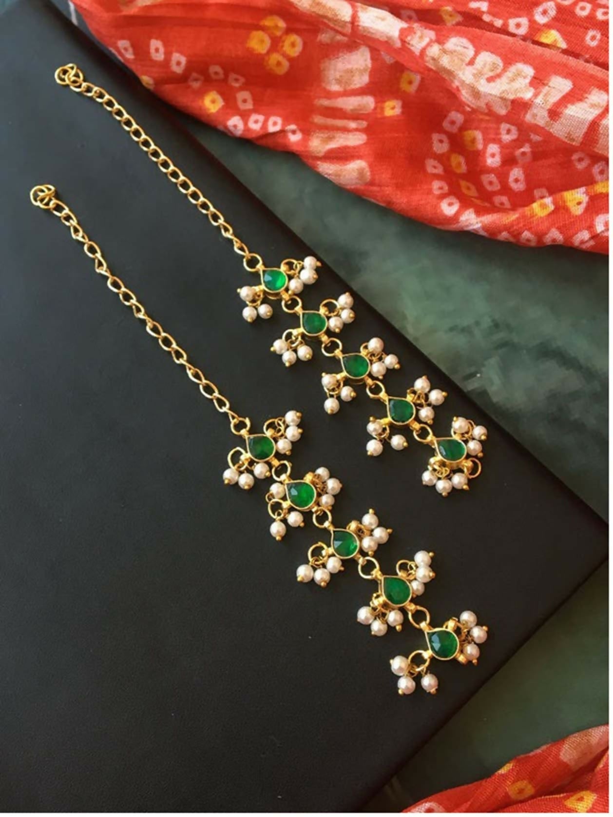 Joban Fashion Pachi Kundan Jade Stone Beaded Earring