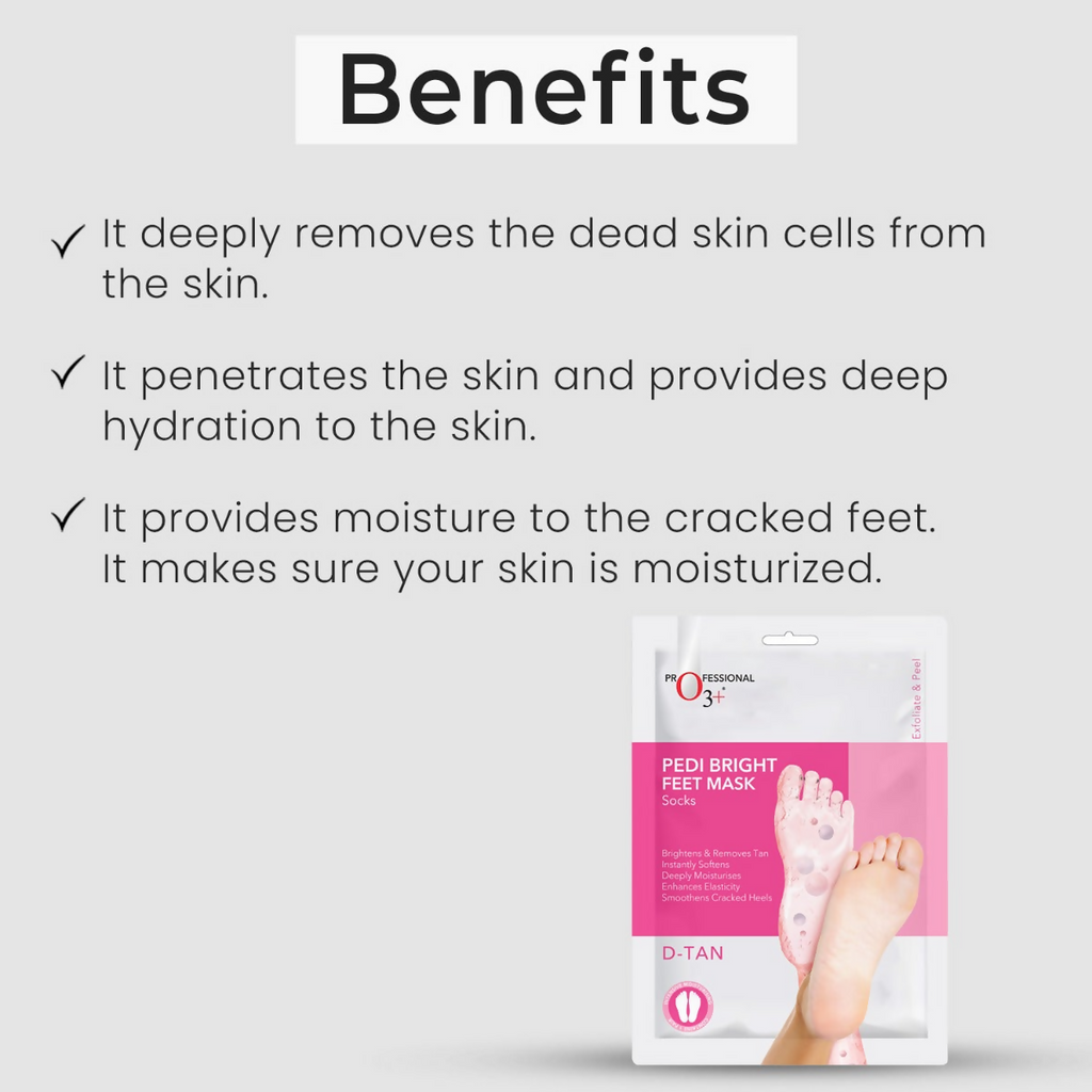 Professional O3+ Pedi Bright Foot Socks Cream Mask