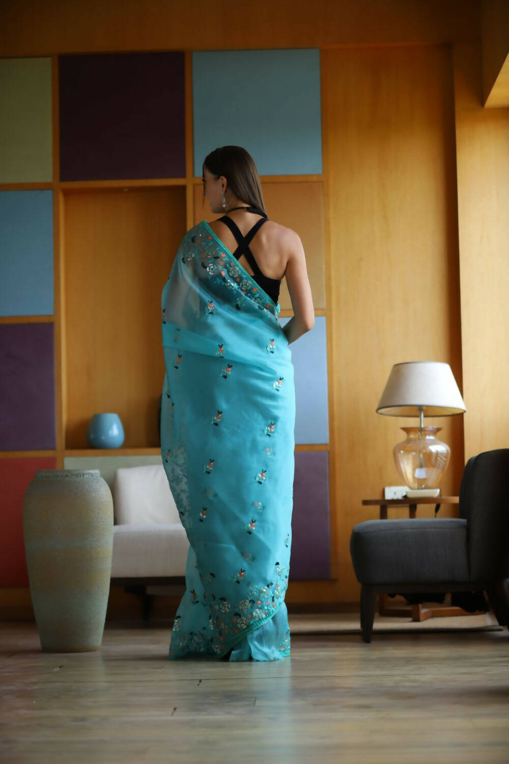 Vamsee Sky Organza Saree