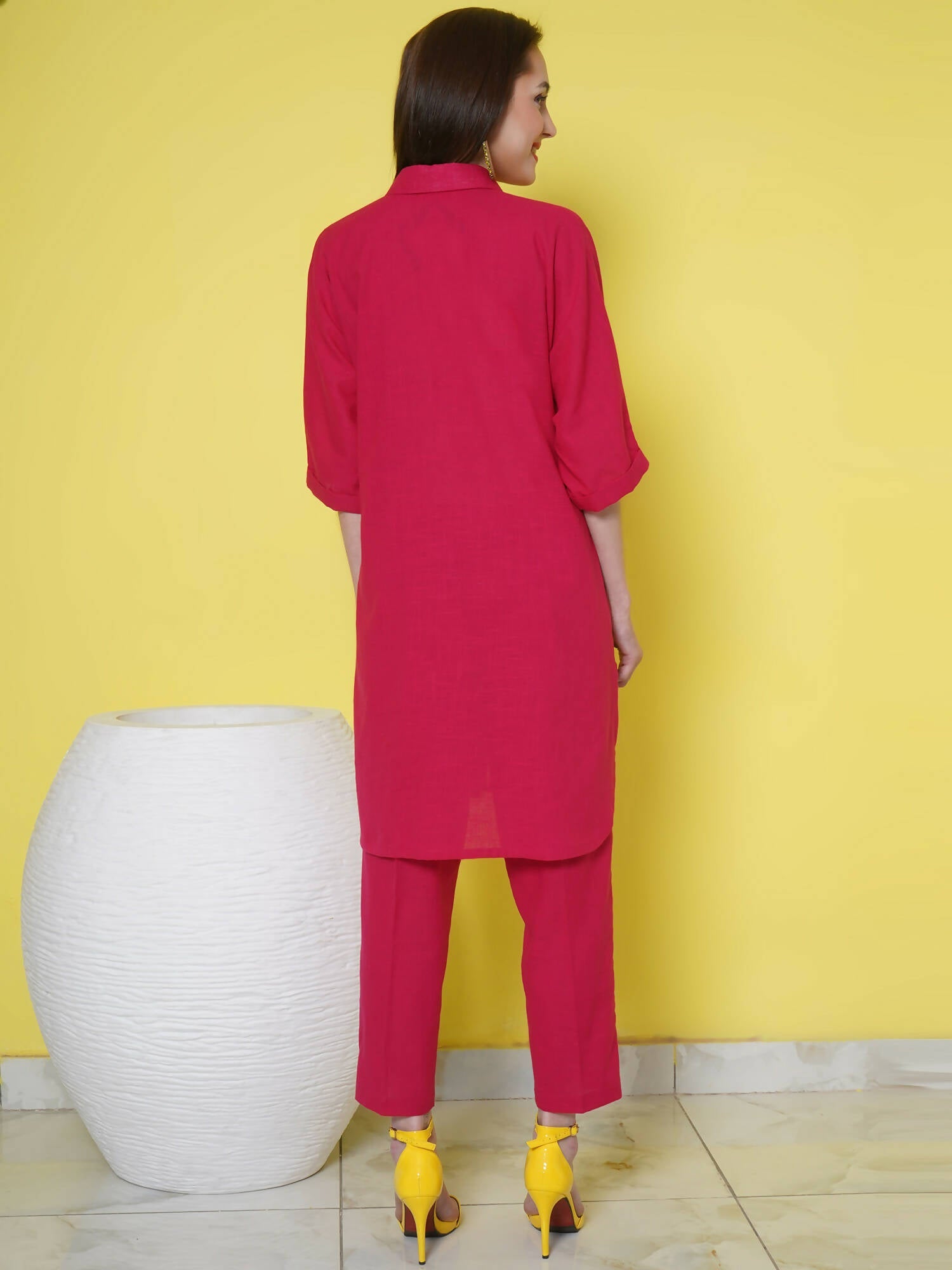 Women Republic Pink Cotton Embellished Kurta Set