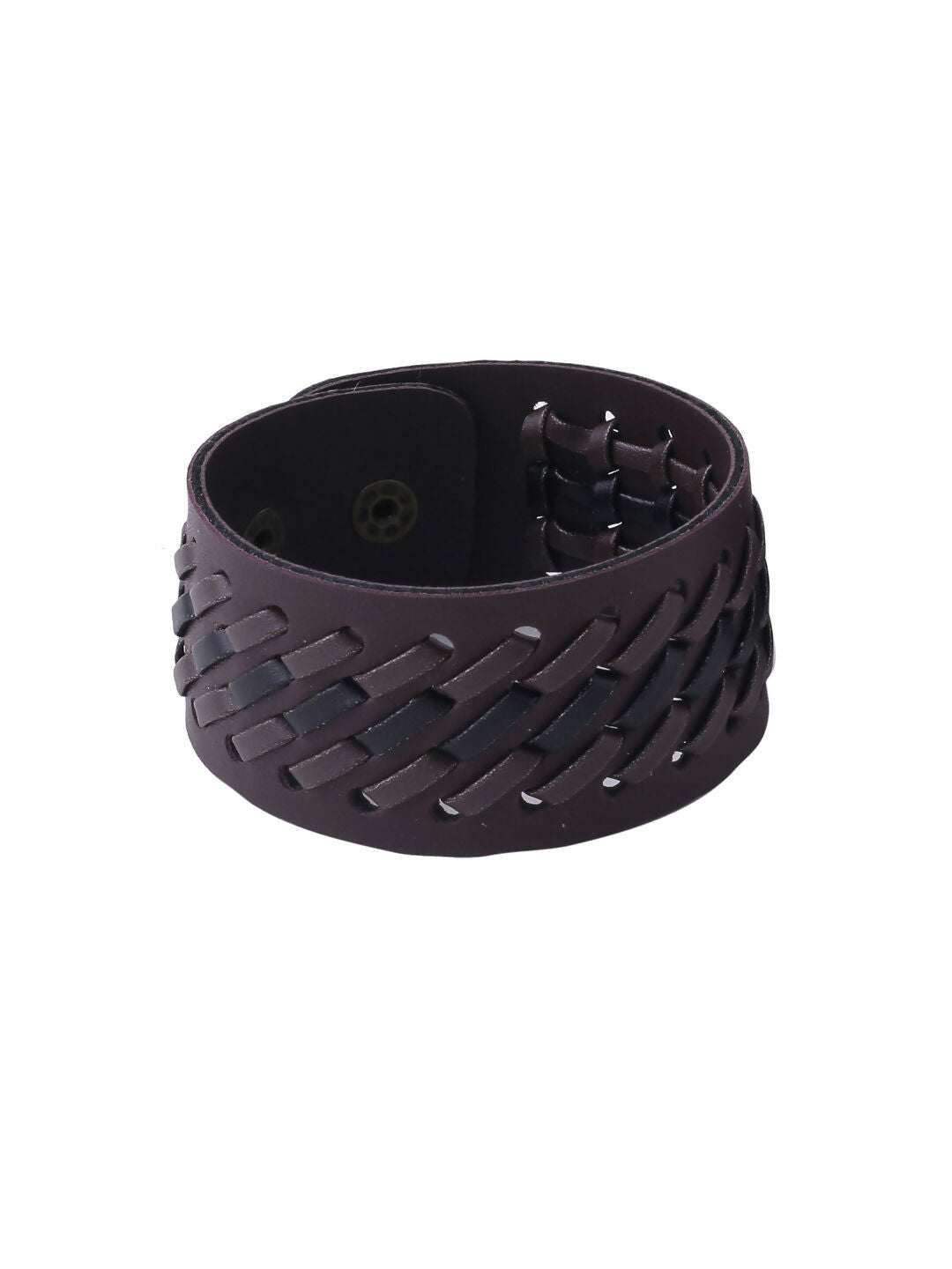 NVR Men's Set of 2 Brown Leather Bracelet