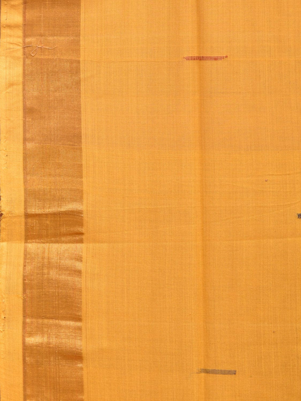 Yellow Khadi Cotton Handloom Saree with Buta and Strip Pallu Design - Global Threads