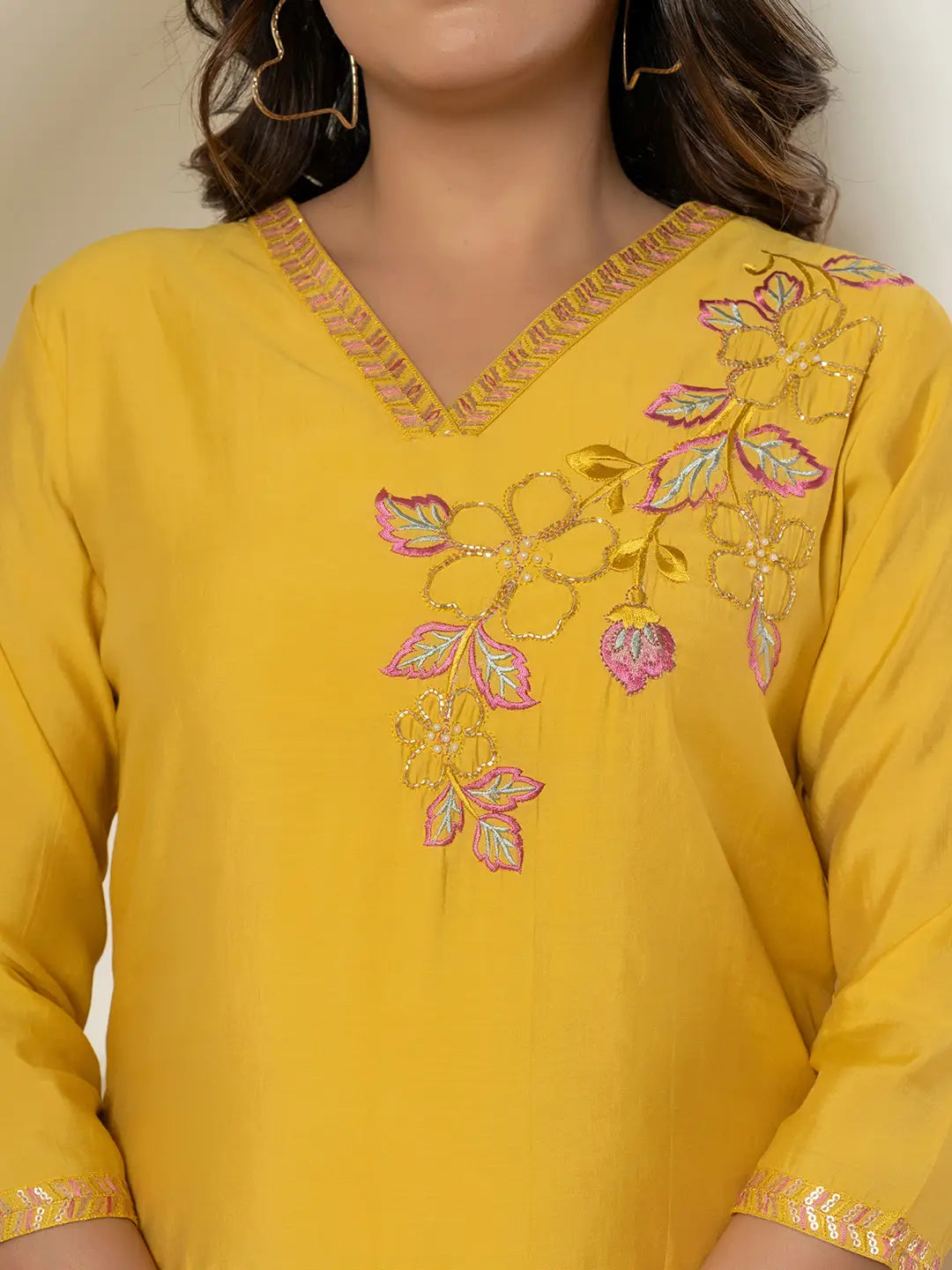 Yufta Yellow Thread_Work Shirt And Trouser Silk Blend Co-Ord Set