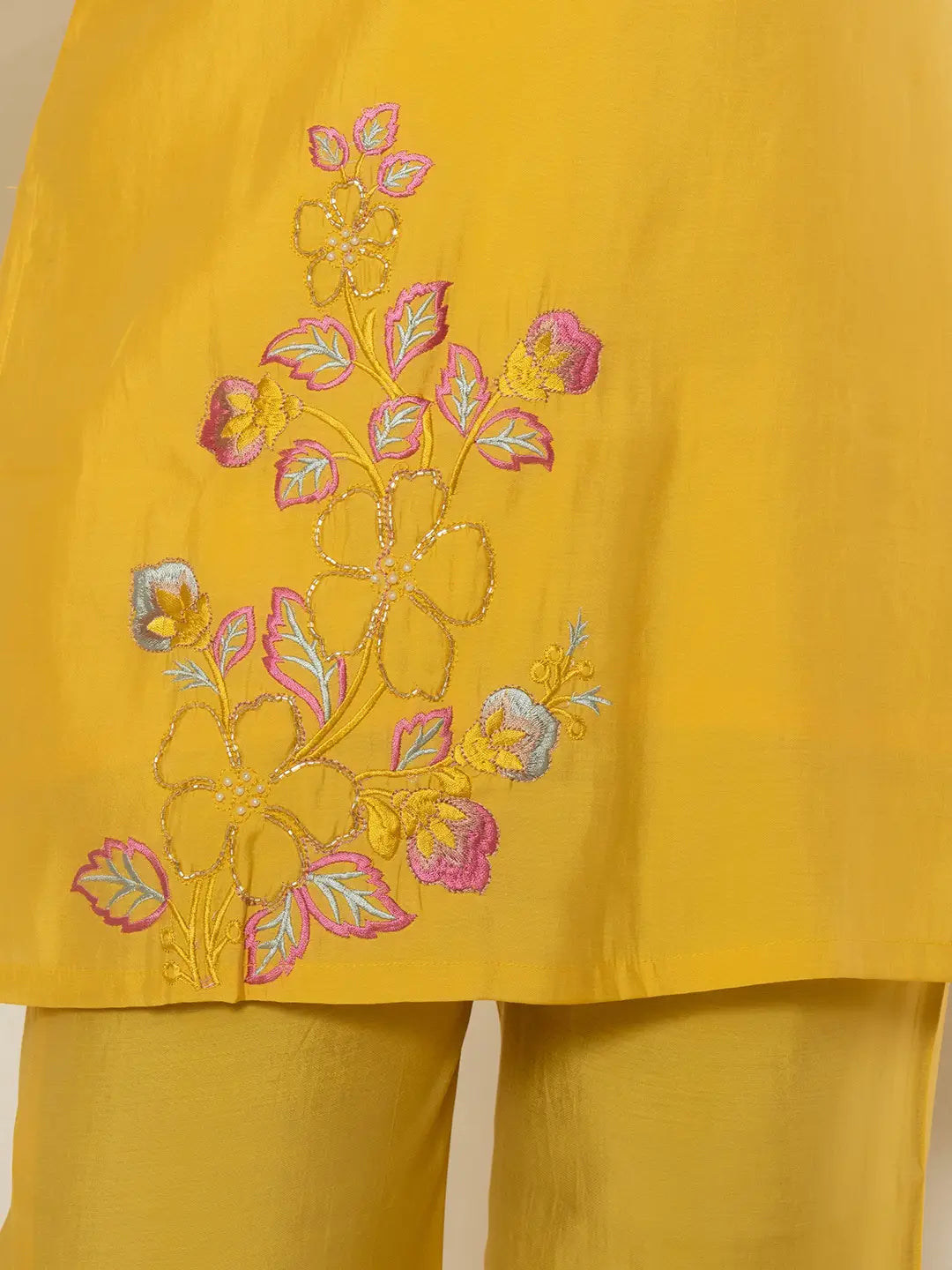 Yufta Yellow Thread_Work Shirt And Trouser Silk Blend Co-Ord Set